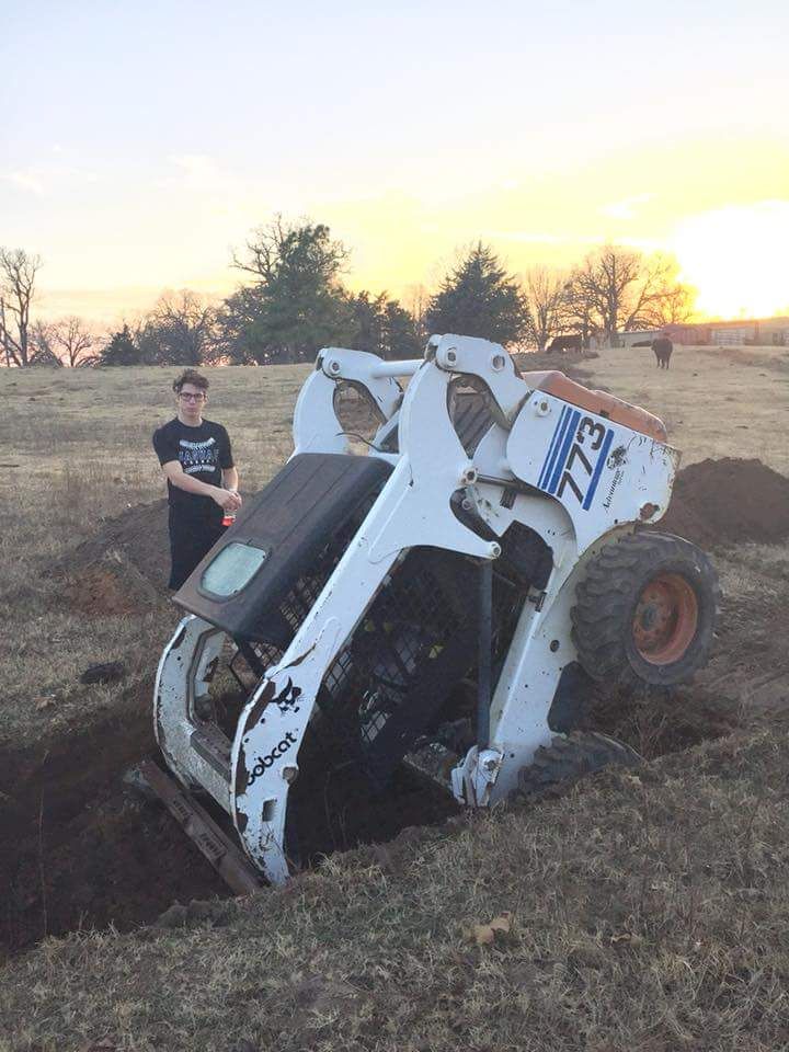 Skid steer in an unsafe position