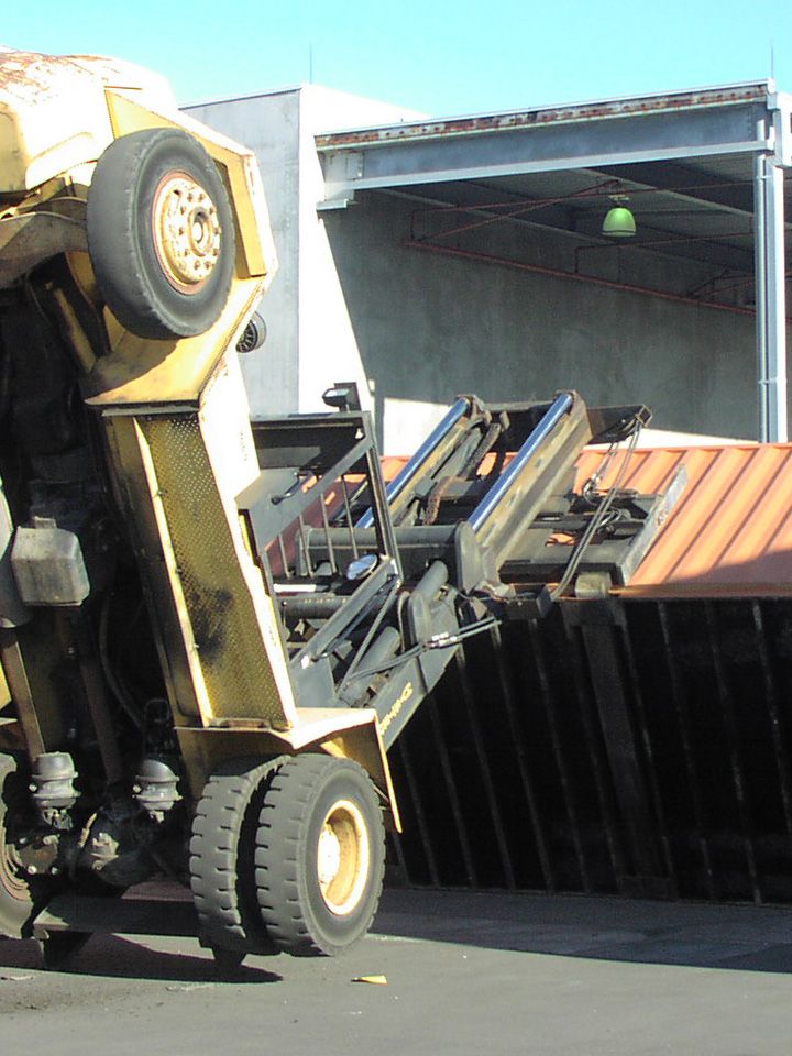 Forklift accident with a tipped load